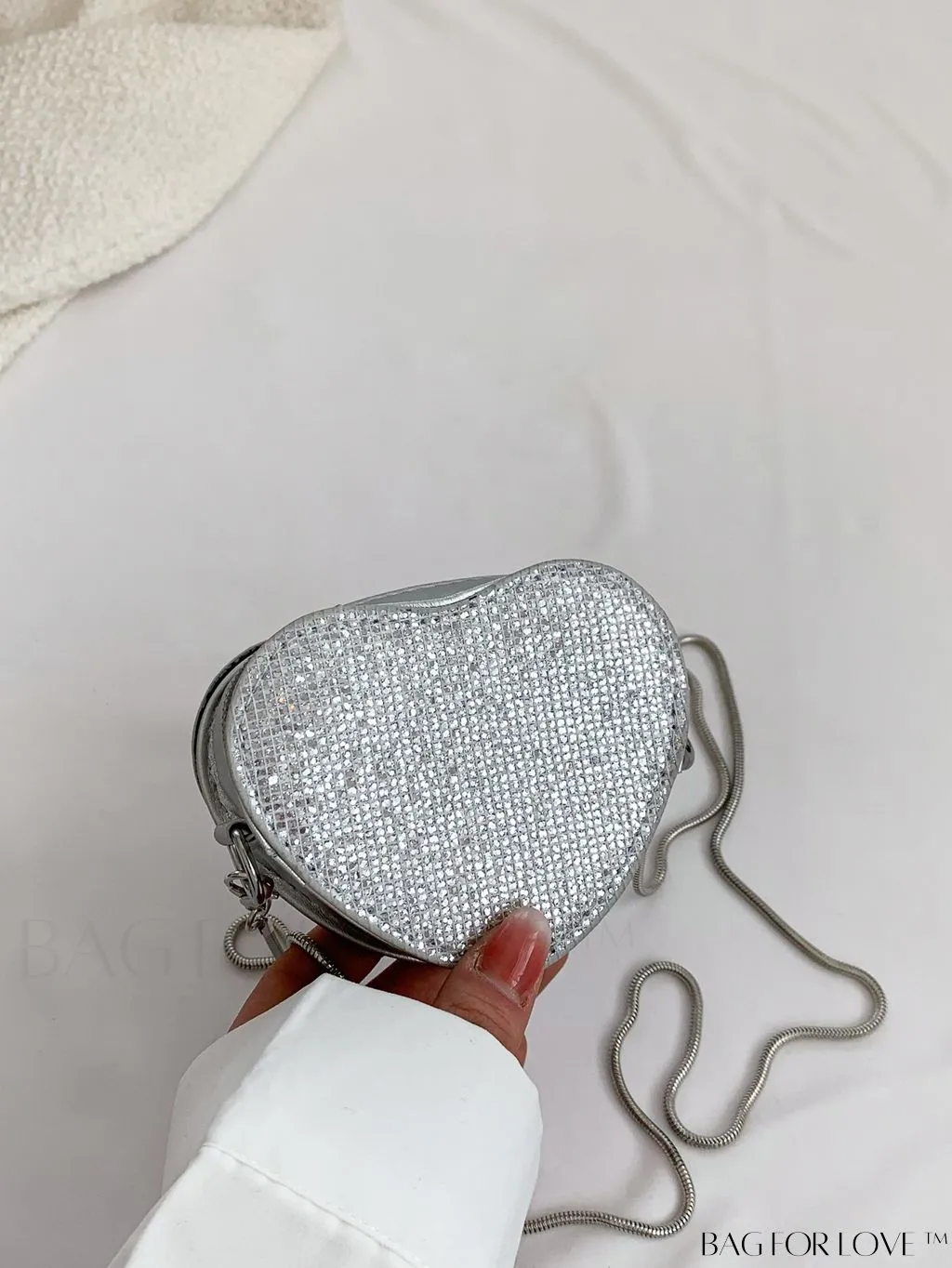 BagForLove - Sequin Heart Shaped Chain Strap Mini Novelty Bag