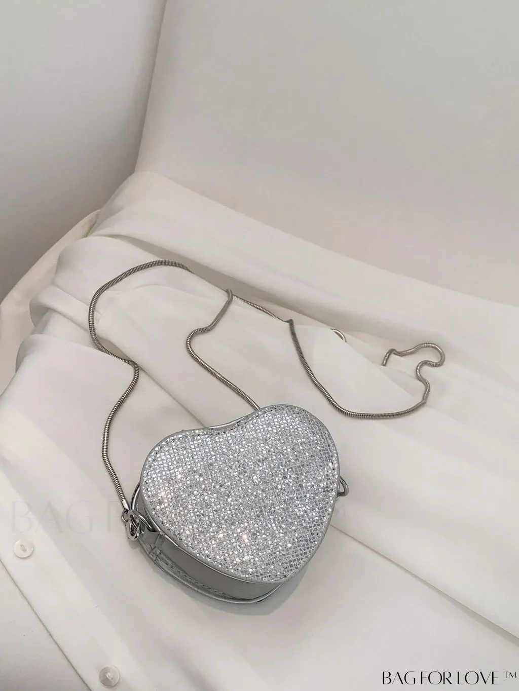 BagForLove - Sequin Heart Shaped Chain Strap Mini Novelty Bag