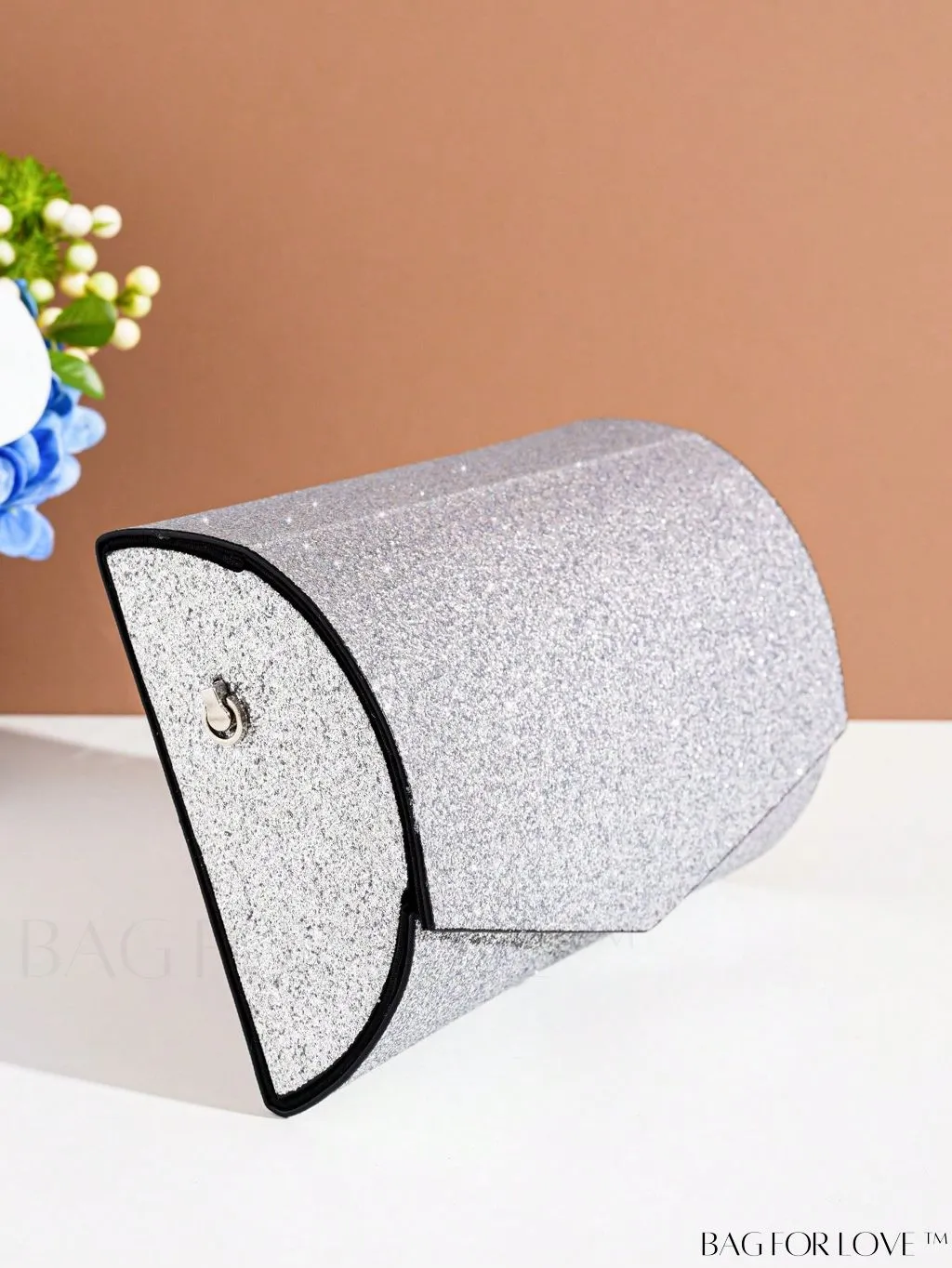BagForLove - Silver Glitter Envelope Bag - Small, Glamorous and Stylish