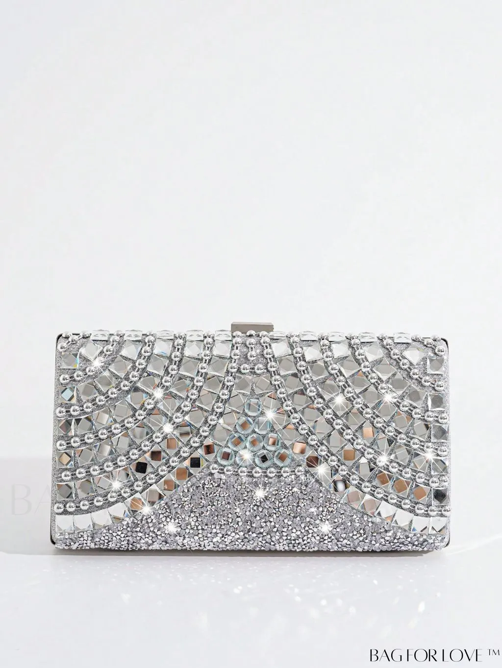 BagForLove - Silver Rhinestone Box Bag - Exude Glamour and Elegance