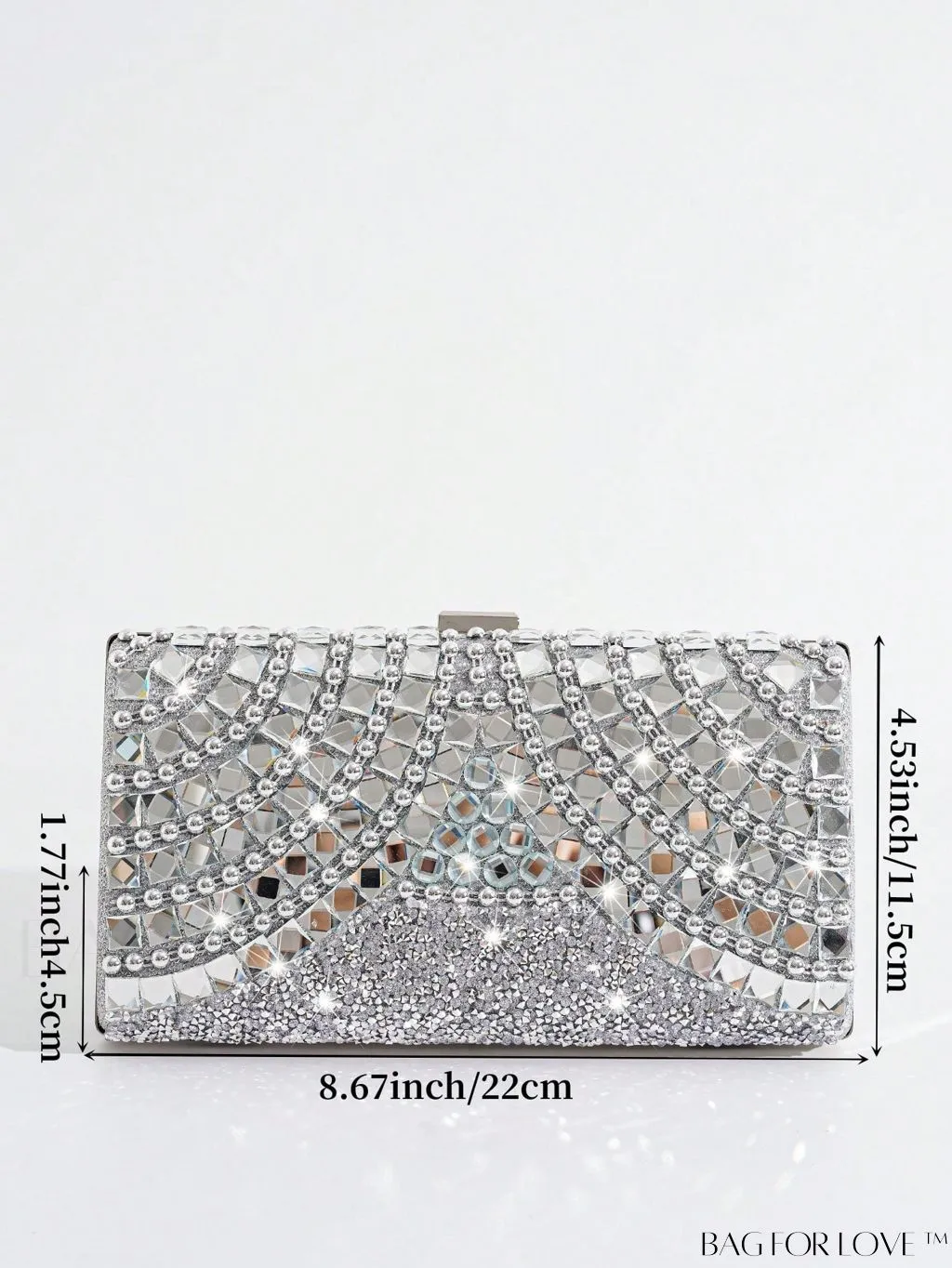 BagForLove - Silver Rhinestone Box Bag - Exude Glamour and Elegance