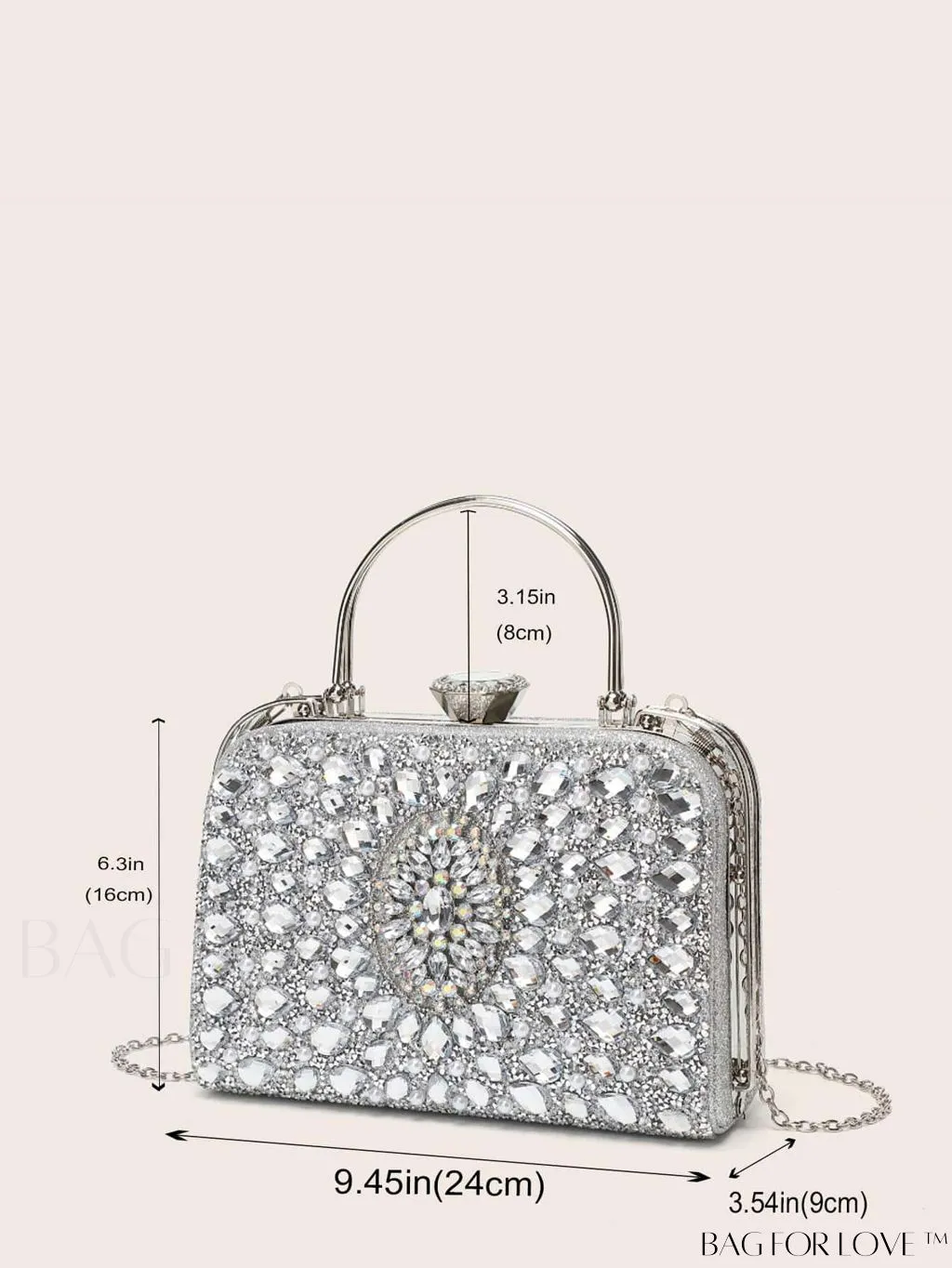 BagForLove - Small Glamorous Rhinestone Decor Bag: Ultimate Bride Purse for Weddings, Proms & Parties