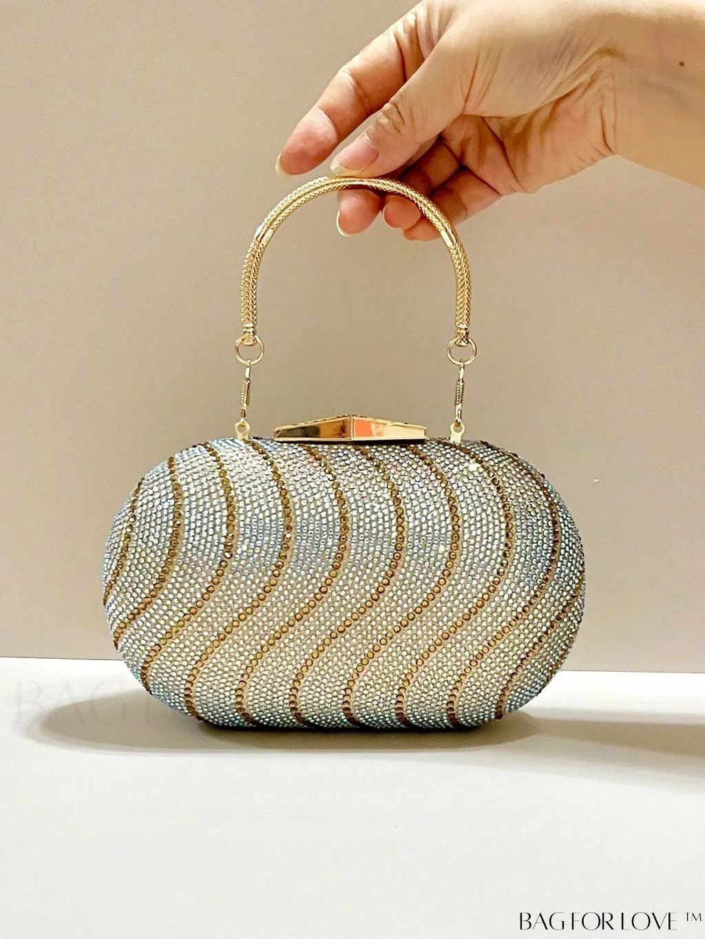 BagForLove - Sparkling Rhinestone Evening Bag: Glamorous Shoulder Clutch for Party, Womens Glitter Handbag