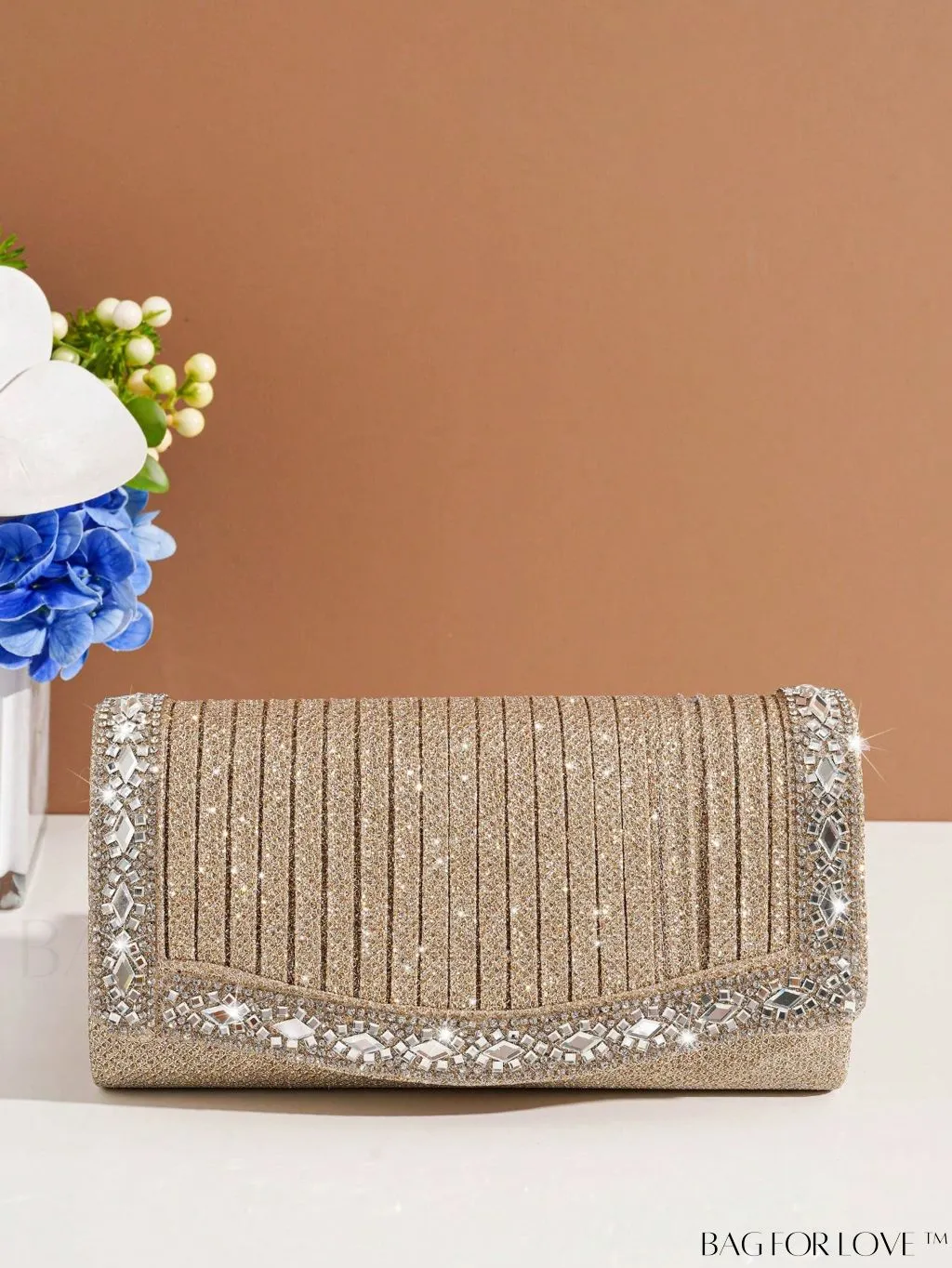 BagForLove - Sparkling Rhinestone Mini Envelope Bag - Elegant and Glamorous