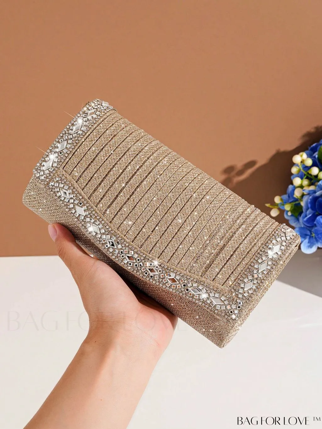 BagForLove - Sparkling Rhinestone Mini Envelope Bag - Elegant and Glamorous