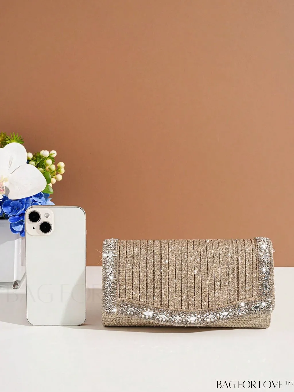BagForLove - Sparkling Rhinestone Mini Envelope Bag - Elegant and Glamorous