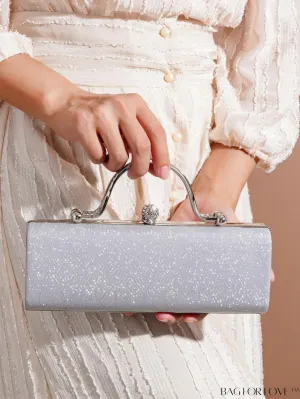 BagForLove - Square Glitter Evening Clutch Bag, Chain Strap, Elegant Design