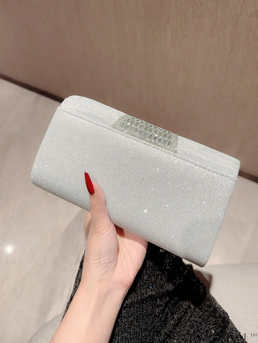 BagForLove - Stylish Envelope Bag with Rhinestone Accents and Glamorous Glitter - Mini Size