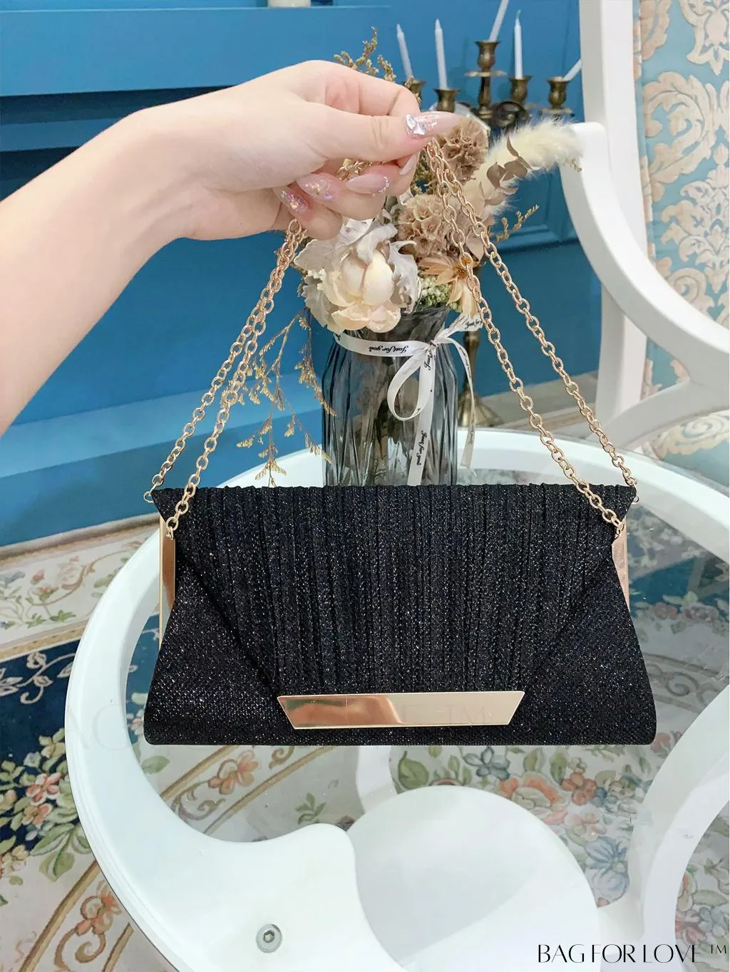BagForLove - Stylish Metal Edged Envelope Clutch - Perfect for Party Attire!