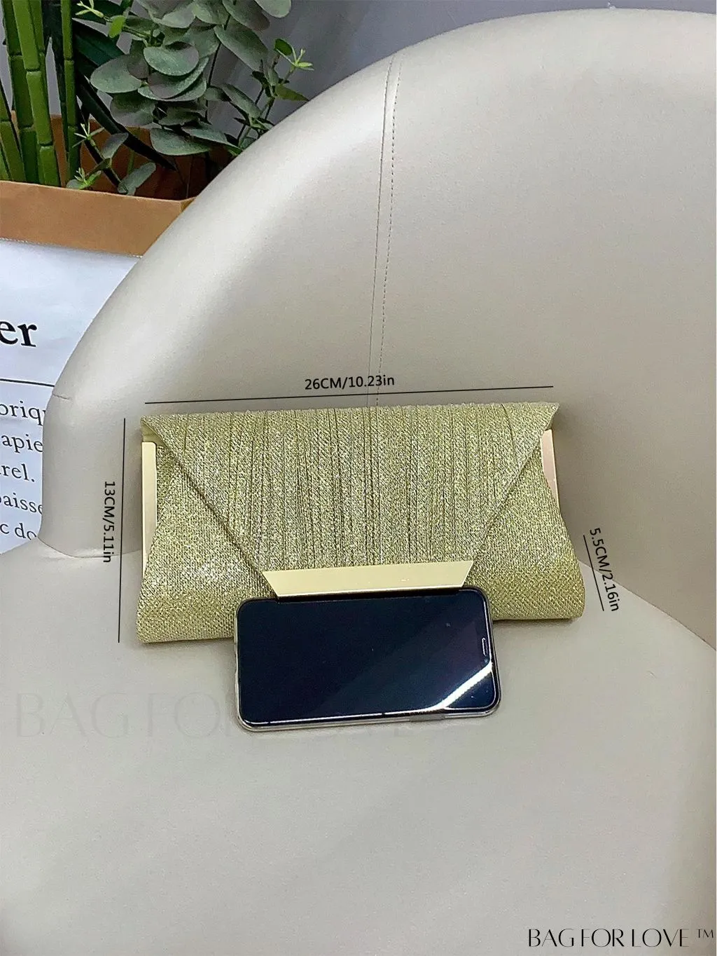 BagForLove - Stylish Metal Edged Envelope Clutch - Perfect for Party Attire!