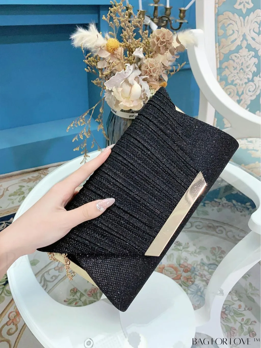 BagForLove - Stylish Metal Edged Envelope Clutch - Perfect for Party Attire!