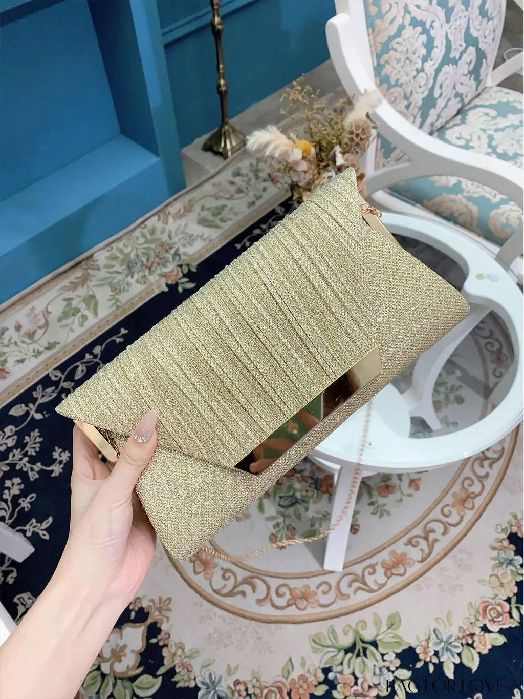 BagForLove - Stylish Metal Edged Envelope Clutch - Perfect for Party Attire!