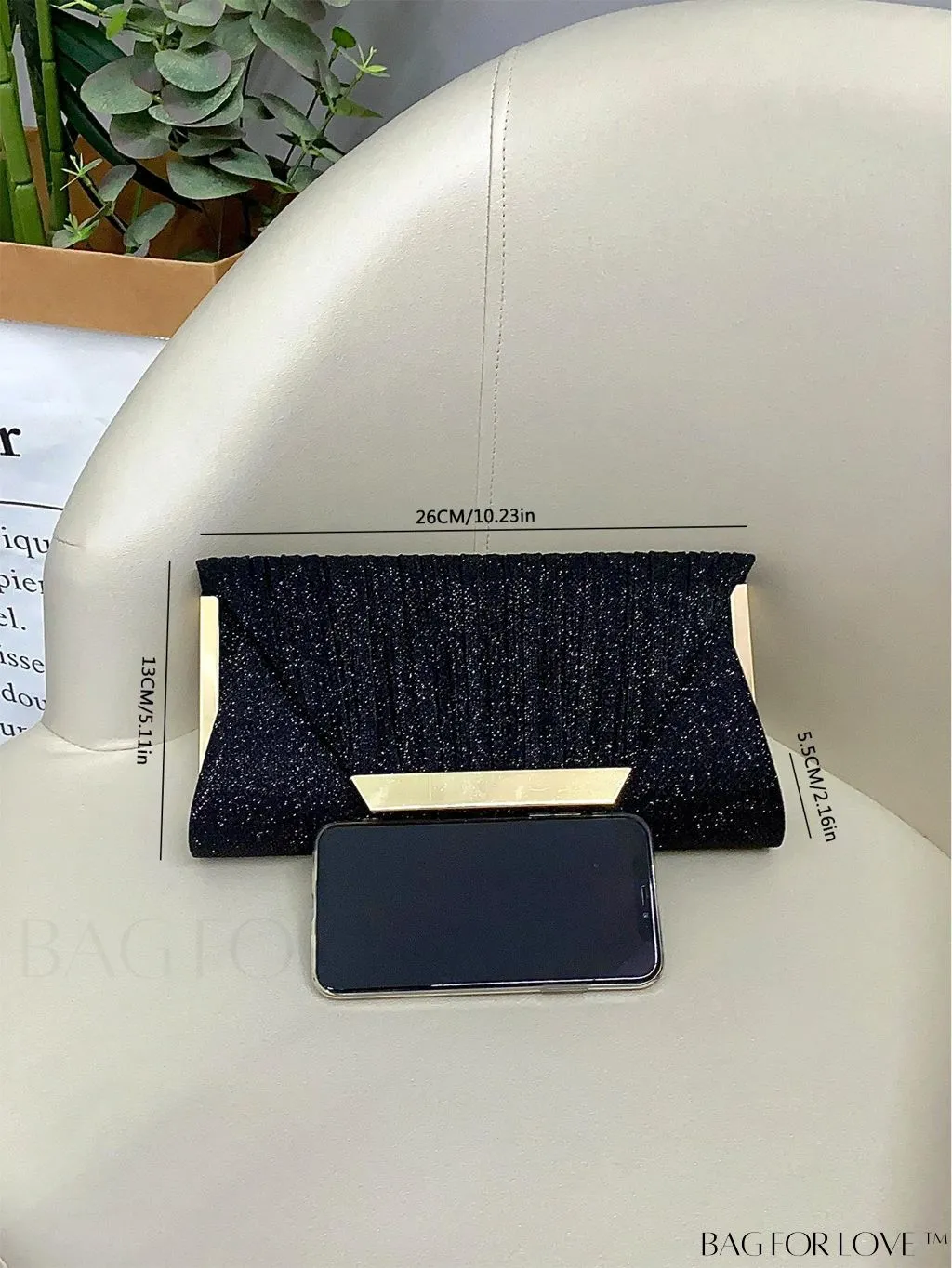 BagForLove - Stylish Metal Edged Envelope Clutch - Perfect for Party Attire!
