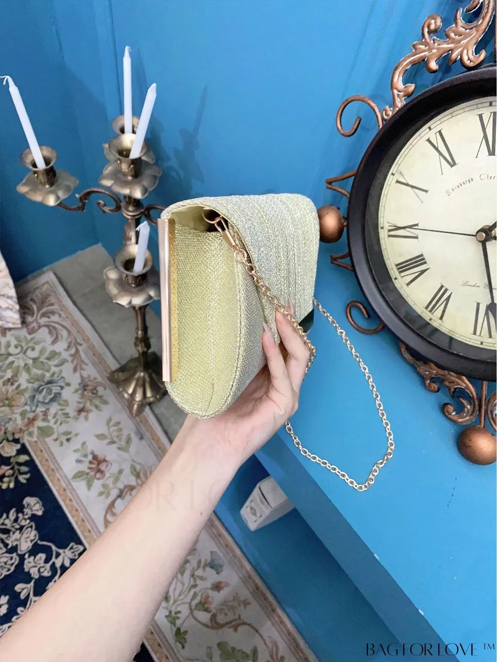 BagForLove - Stylish Metal Edged Envelope Clutch - Perfect for Party Attire!