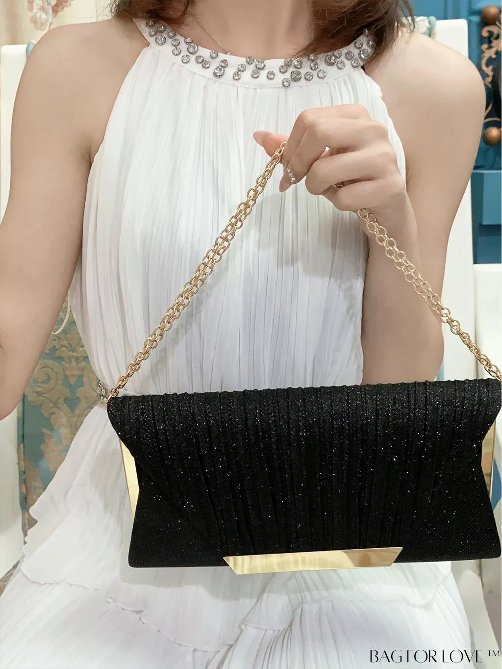 BagForLove - Stylish Metal Edged Envelope Clutch - Perfect for Party Attire!