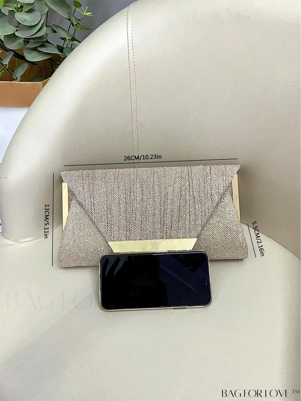 BagForLove - Stylish Metal Edged Envelope Clutch - Perfect for Party Attire!