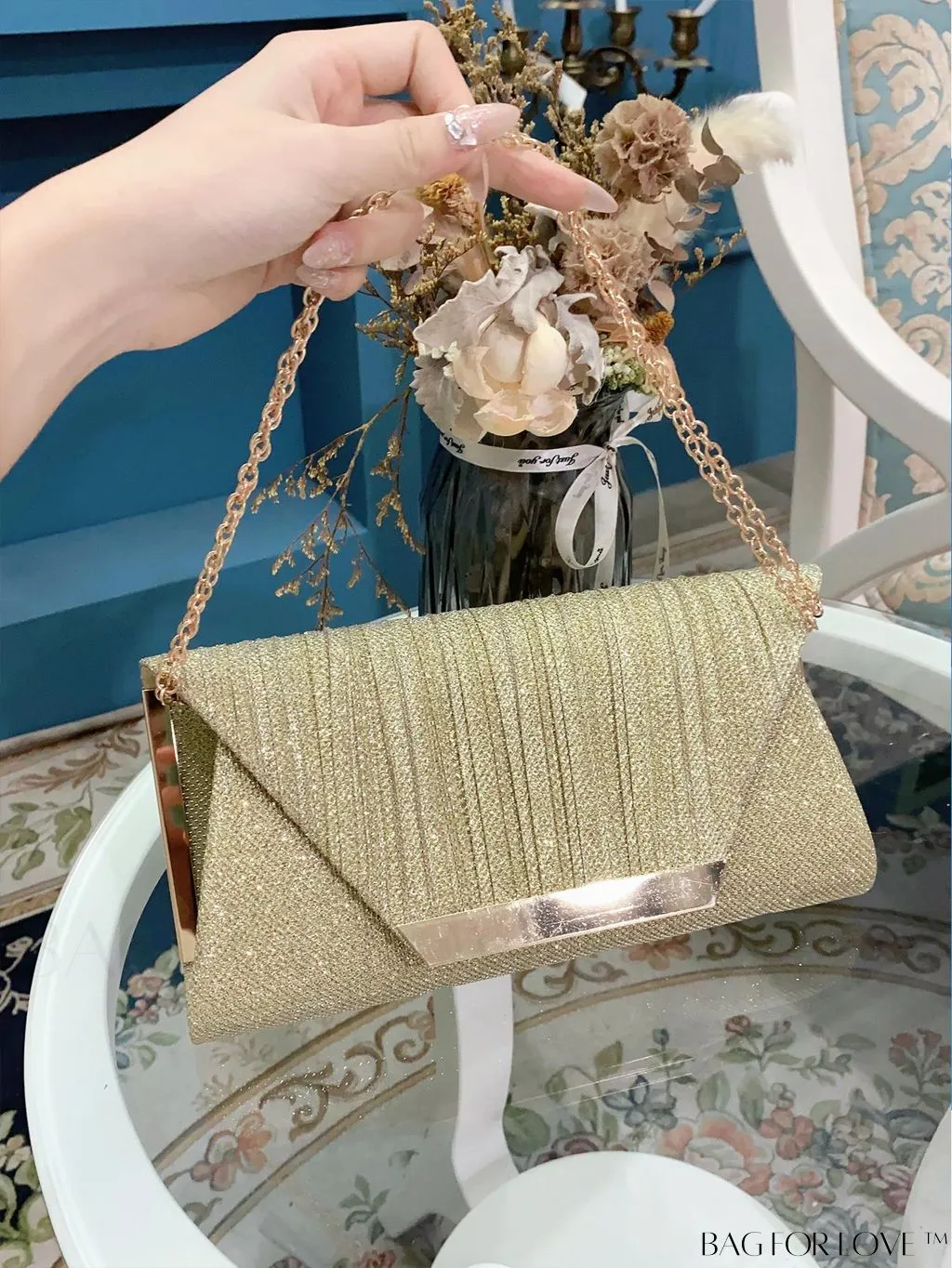 BagForLove - Stylish Metal Edged Envelope Clutch - Perfect for Party Attire!