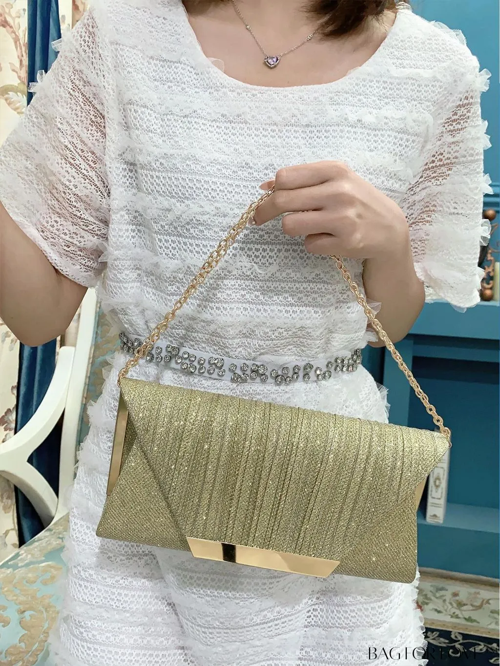 BagForLove - Stylish Metal Edged Envelope Clutch - Perfect for Party Attire!