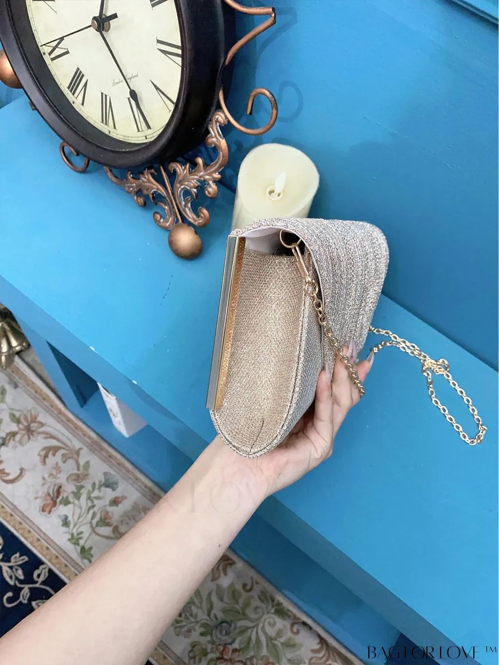 BagForLove - Stylish Metal Edged Envelope Clutch - Perfect for Party Attire!