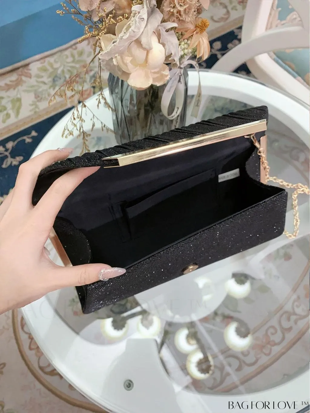 BagForLove - Stylish Metal Edged Envelope Clutch - Perfect for Party Attire!