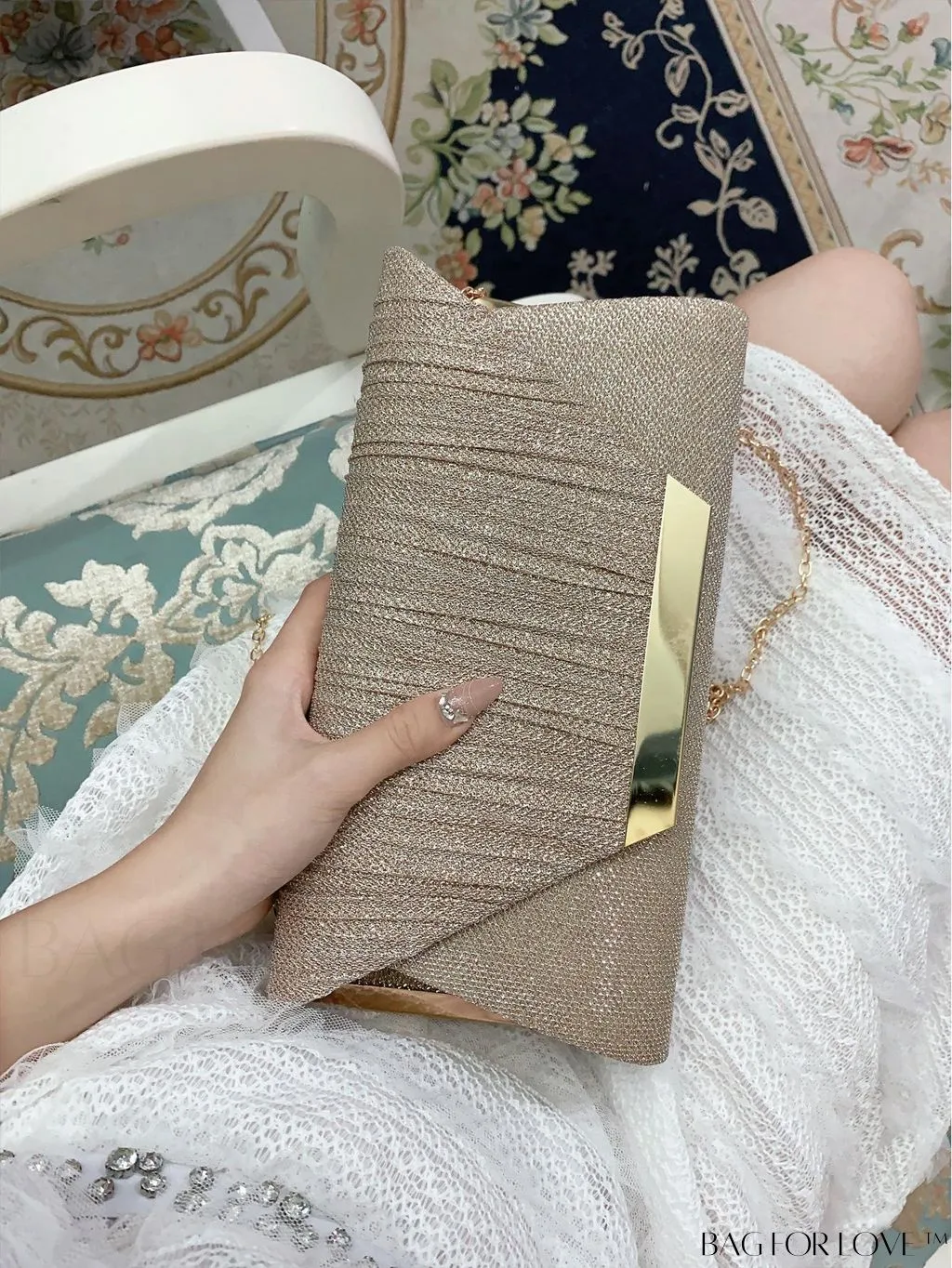 BagForLove - Stylish Metal Edged Envelope Clutch - Perfect for Party Attire!