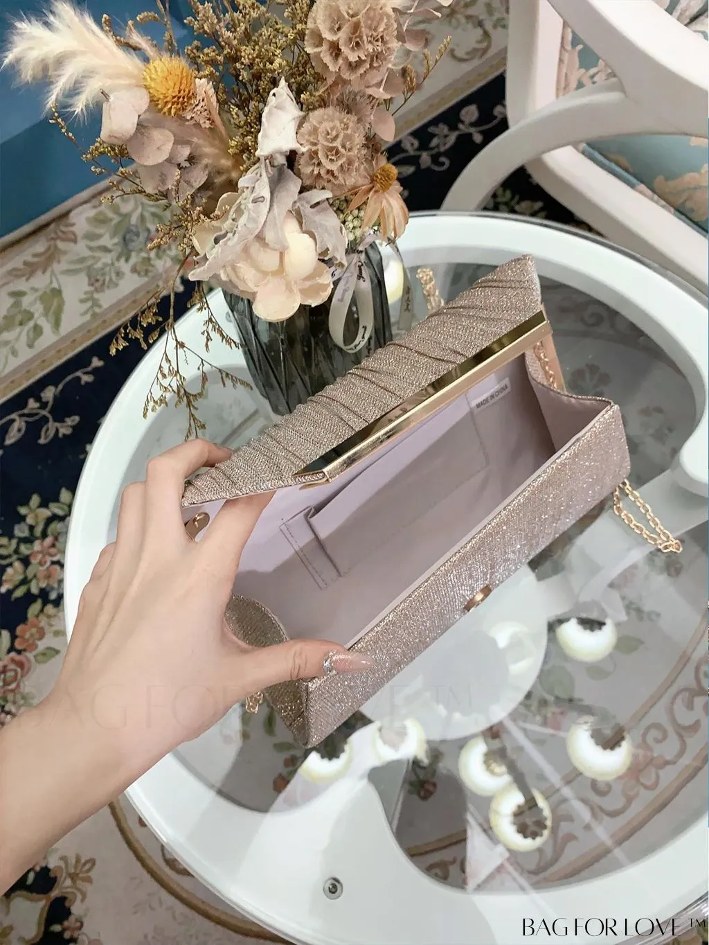 BagForLove - Stylish Metal Edged Envelope Clutch - Perfect for Party Attire!