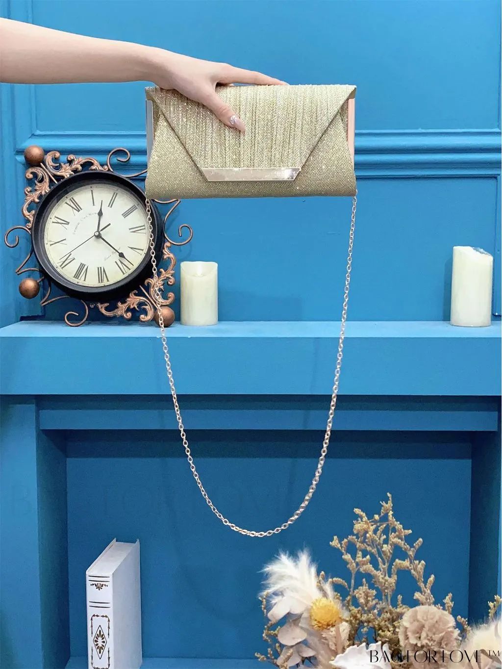 BagForLove - Stylish Metal Edged Envelope Clutch - Perfect for Party Attire!