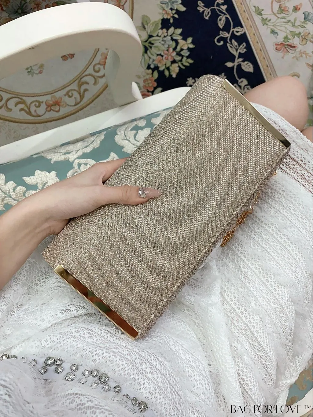 BagForLove - Stylish Metal Edged Envelope Clutch - Perfect for Party Attire!