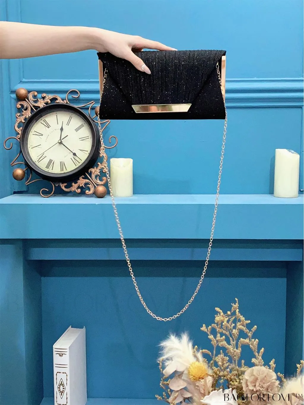 BagForLove - Stylish Metal Edged Envelope Clutch - Perfect for Party Attire!