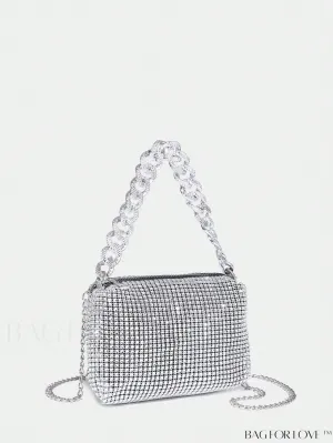 BagForLove - Stylish Party Square Bag with Rhinestone Accents and Chain Strap