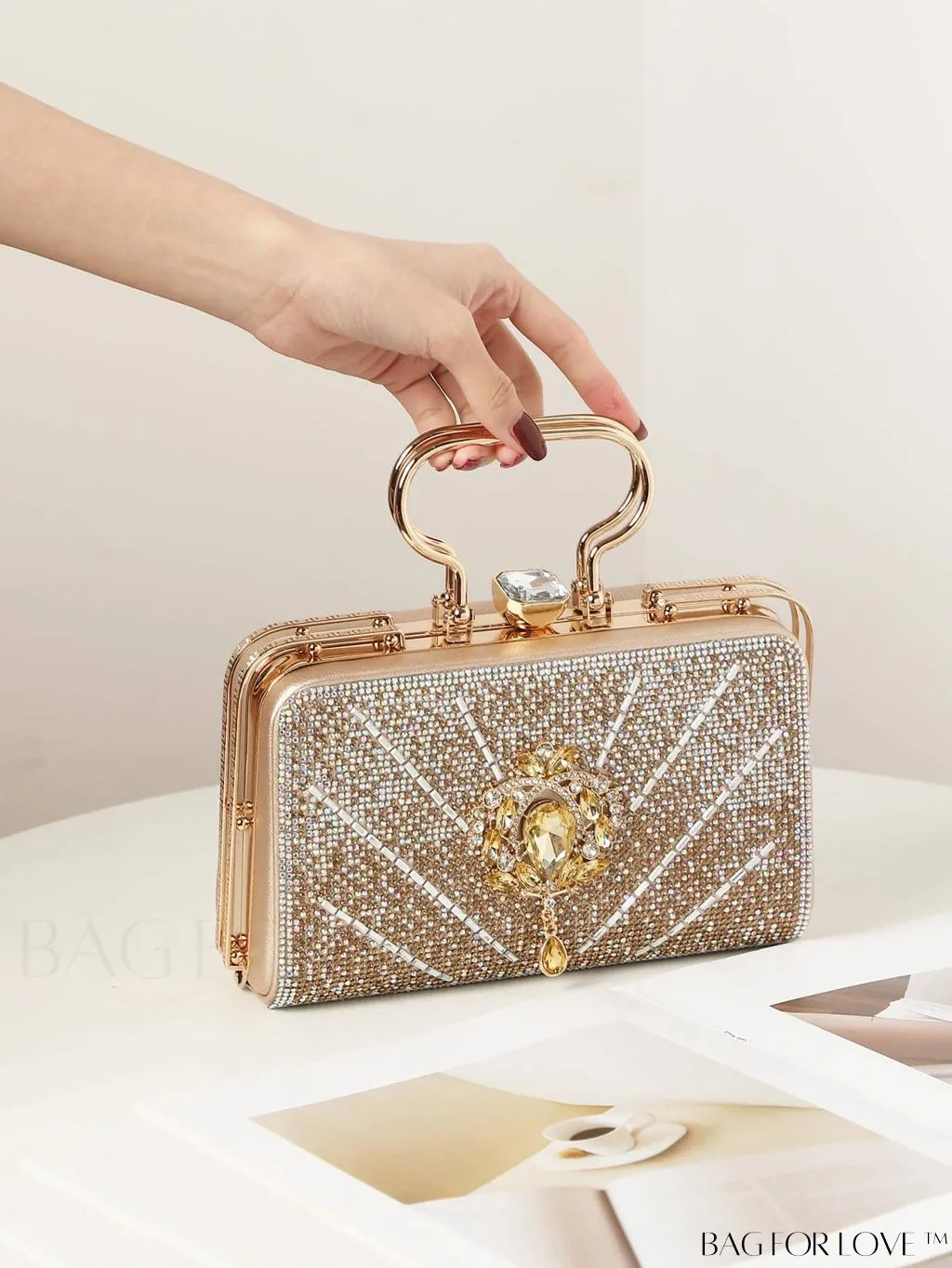 BagForLove - Stylish Rhinestone Box Bag: Ideal for Wedding, Prom & Party Events - Small & Glamorous