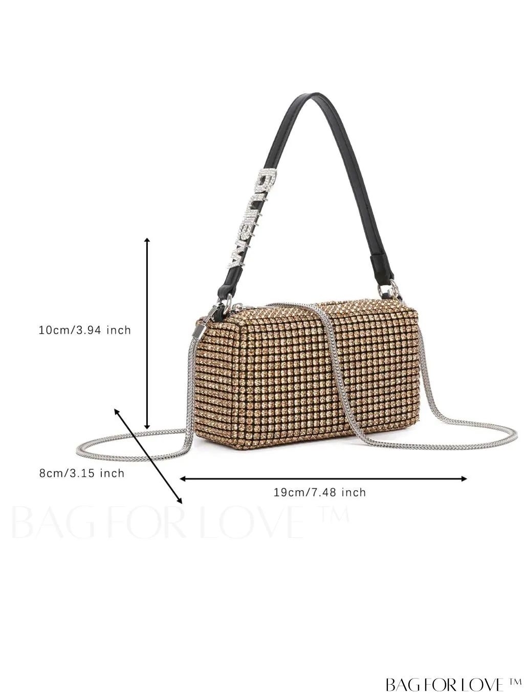 BagForLove - Stylish Square Bag with Rhinestone Detail for a Glamorous Look