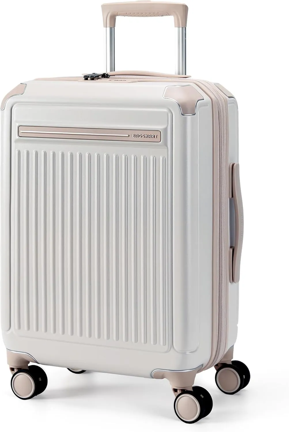 BAGSMART 20 inch Carry on Luggage with Spinner Wheel, Lightweight Carry on Suitcase TSA Lock, Hard Shell Carry on Luggage 22 x14 x 9 Airline Approved Travel Suitcase, Beige