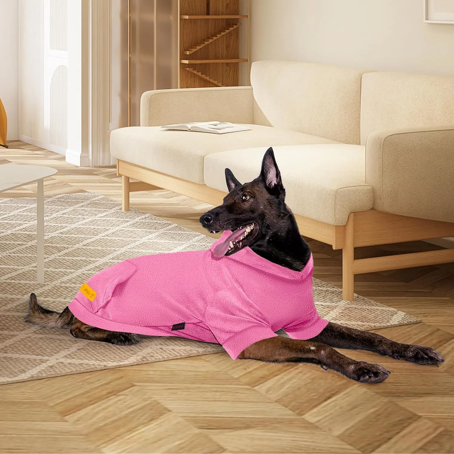 Basic Dog Hoodie Sweatshirts, Pet Clothes Hoodies, Granular Velvet, Sweater with Hat and Leash Hole, Soft Velvet Outfit Coat for Small Medium Large Dogs, Purple Pink (XX-Large)