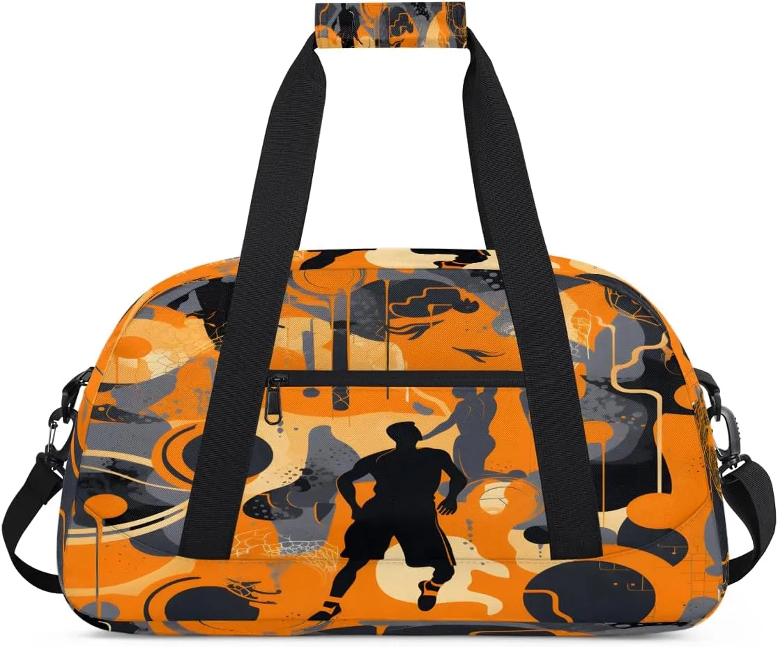 Basketball Sport Kids Overnighter Duffel Bags for Boys, Carry-On Size Sports Gym Bag with Front Zipper Pocket for School Practice or Overnight Travel Weekender Sleepover Tote Bag