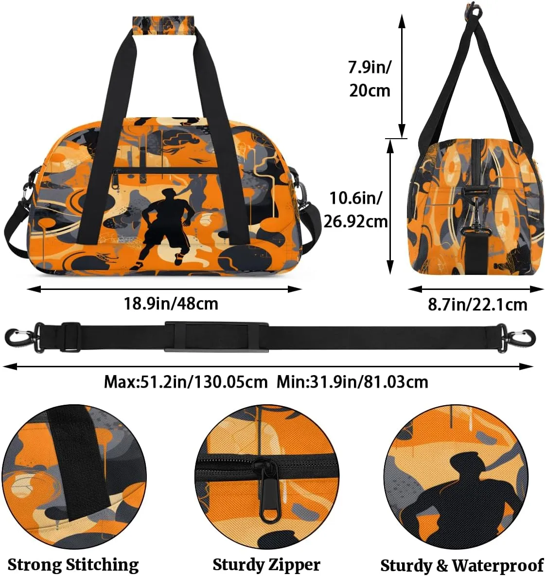 Basketball Sport Kids Overnighter Duffel Bags for Boys, Carry-On Size Sports Gym Bag with Front Zipper Pocket for School Practice or Overnight Travel Weekender Sleepover Tote Bag