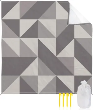 Beach Blanket Sandproof, Grey Beige Pattern Waterproof Beach Mat Lightweight Quick Drying Picnic Blanket Beach Essentials for Travel Camping Hiking 83x79in