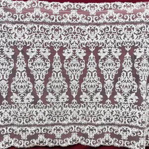 Beaded & Corded Lace Fabric Embroidered on 100% Polyester Net Mesh | Lace USA - 97069W-SB