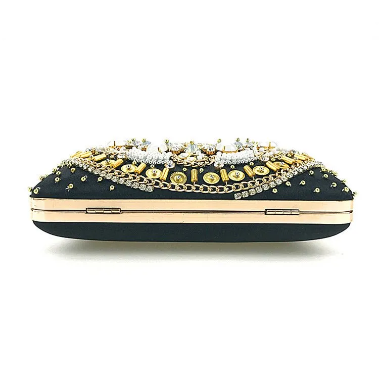 Beaded Clutch Purse Black Evening Bags Wedding Party Handbag