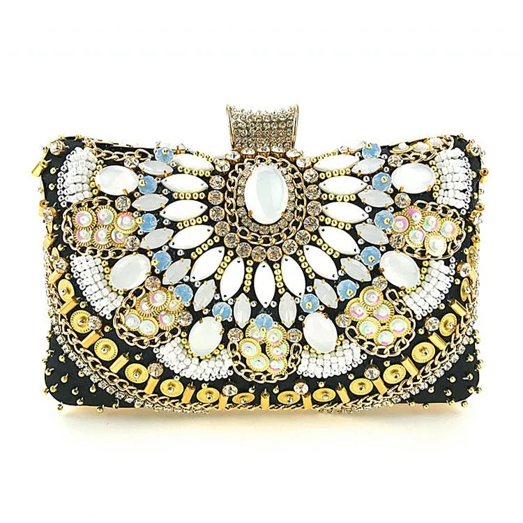 Beaded Clutch Purse Black Evening Bags Wedding Party Handbag