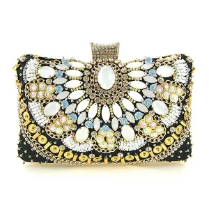 Beaded Clutch Purse Black Evening Bags Wedding Party Handbag