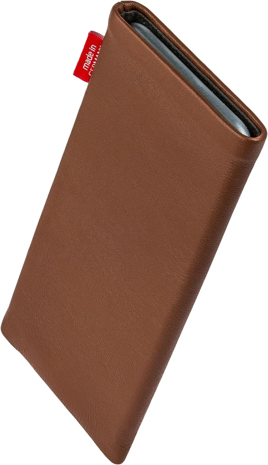 Beat Brown Custom Tailored Sleeve for Mobistel Cynus E4. Fine Nappa Leather Pouch with Integrated Microfibre Lining for Display Cleaning