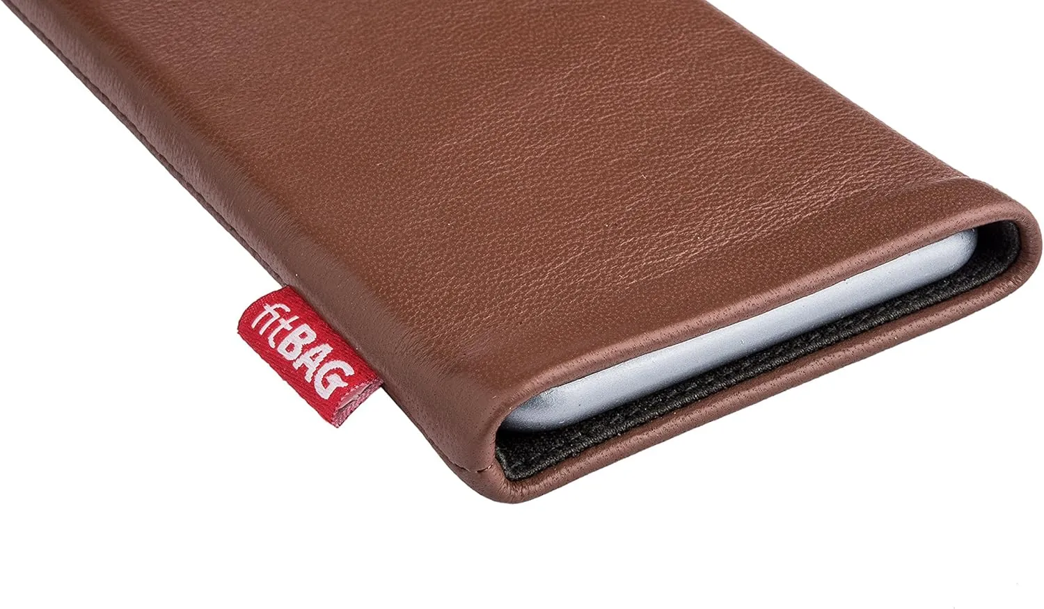Beat Brown Custom Tailored Sleeve for Mobistel Cynus E4. Fine Nappa Leather Pouch with Integrated Microfibre Lining for Display Cleaning