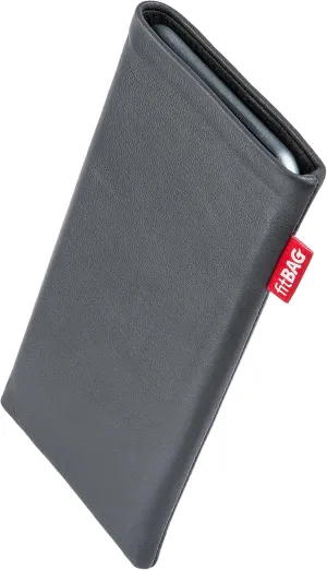 Beat Gray Custom Tailored Sleeve for Mobistel Cynus T8. Fine Nappa Leather Pouch with Integrated Microfibre Lining for Display Cleaning
