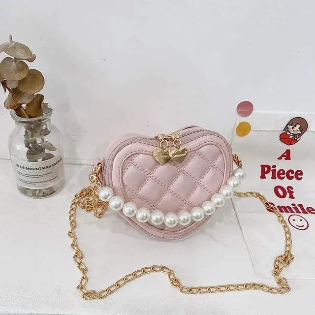 Belle Heart-Shaped Crossbody Girls' Mini Bag.