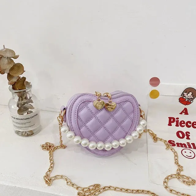 Belle Heart-Shaped Crossbody Girls' Mini Bag.