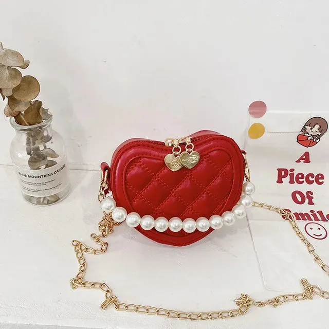 Belle Heart-Shaped Crossbody Girls' Mini Bag.