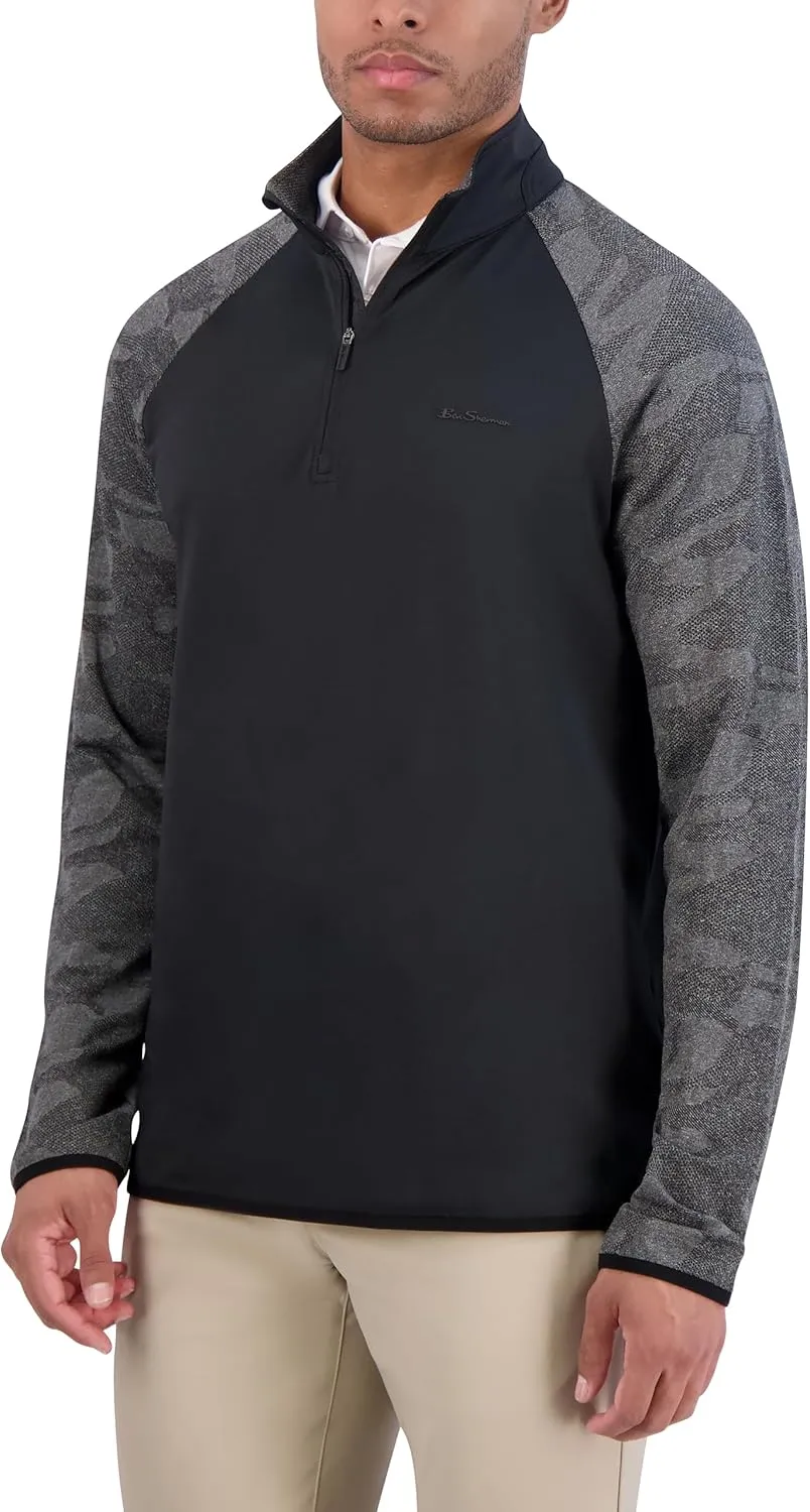 Ben Sherman Men's Quarter Zip Pullover Sweater – Lightweight, Stylish, Soft Knit for Casual, Work, Golf & Everyday Wear