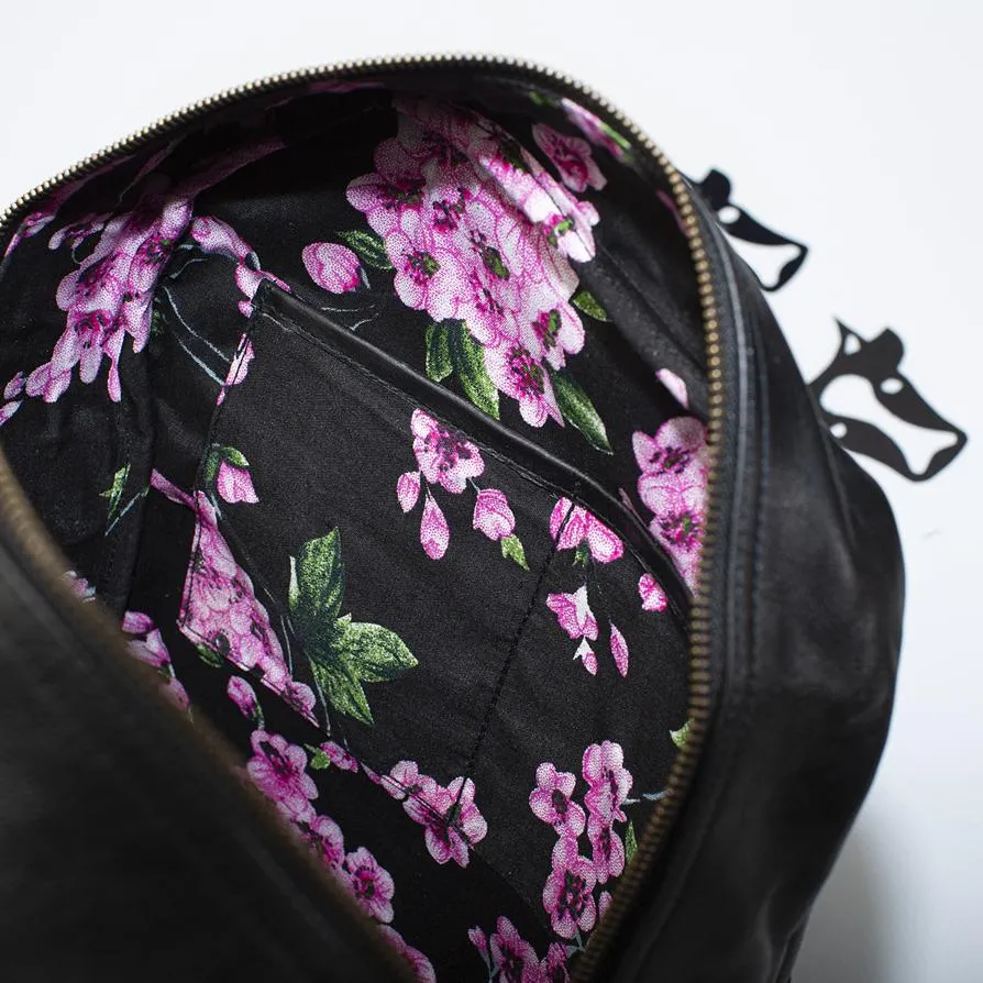 Black Cowhide Leather Backpack