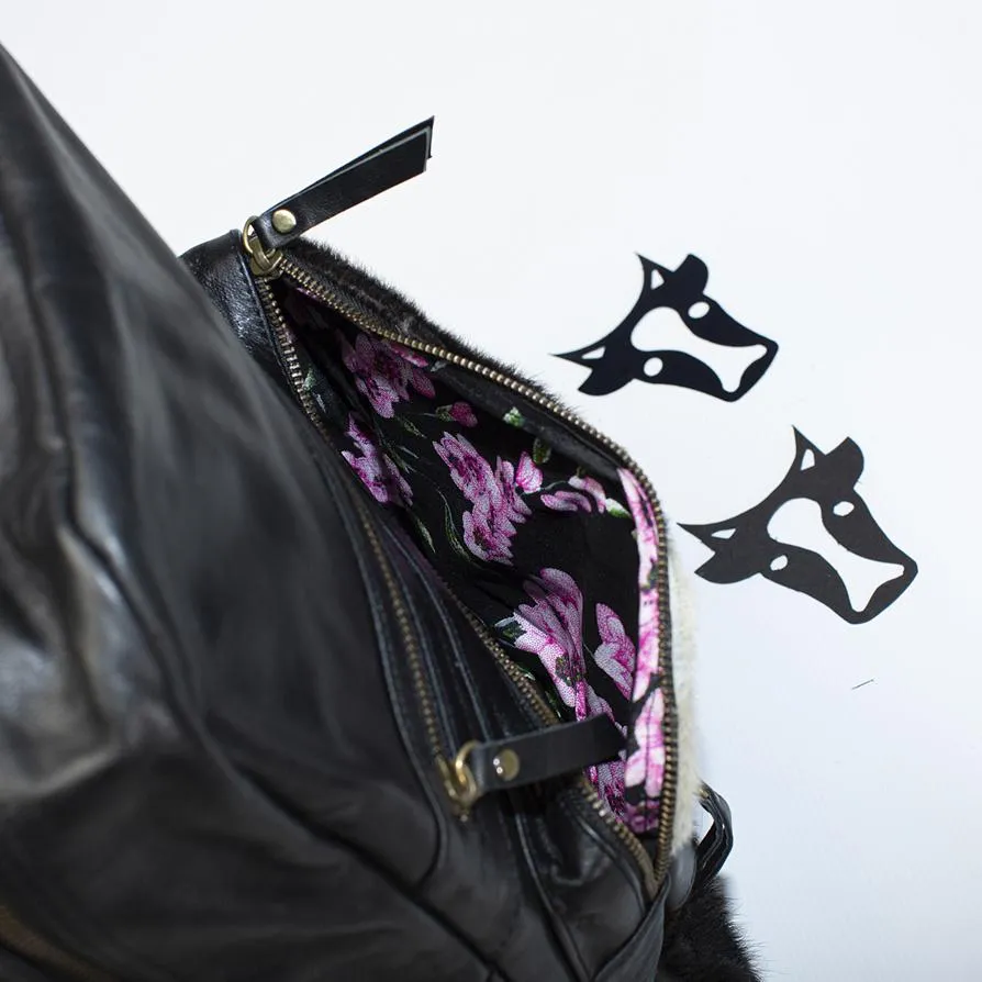 Black Cowhide Leather Backpack